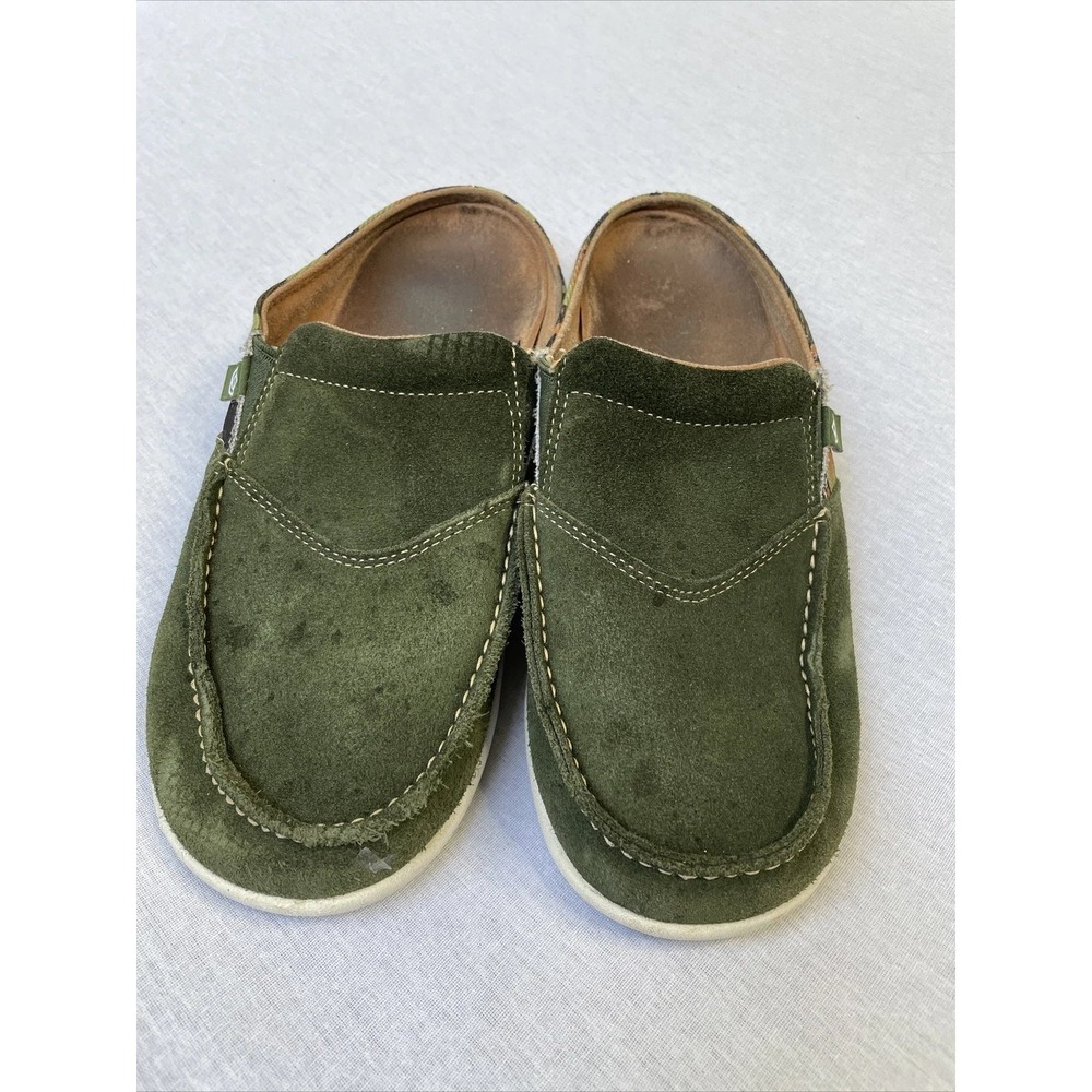 Spenco Siesta Mules Womens 8.5 Olive Green Suede Camo Orthotic Clogs Gorpcore
